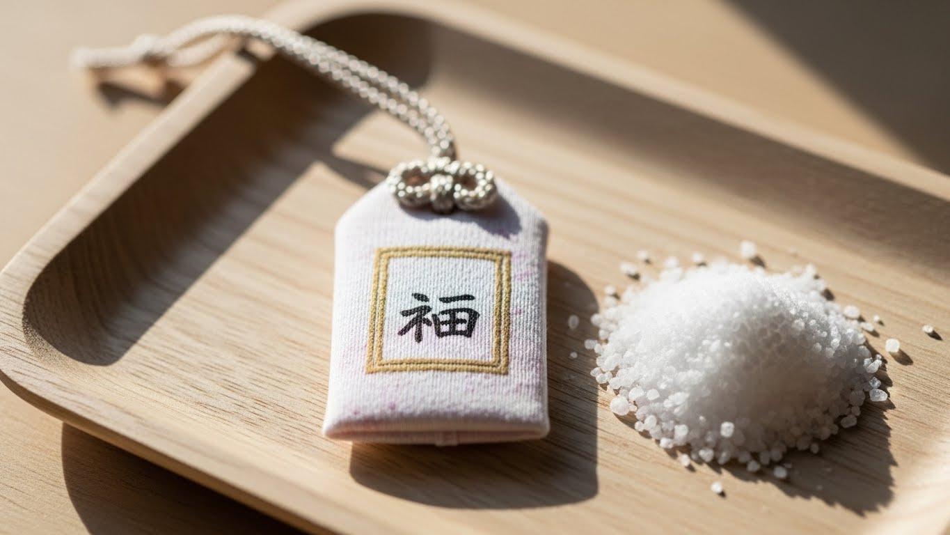 日常を整えるための浄化塩と護符のイメージ