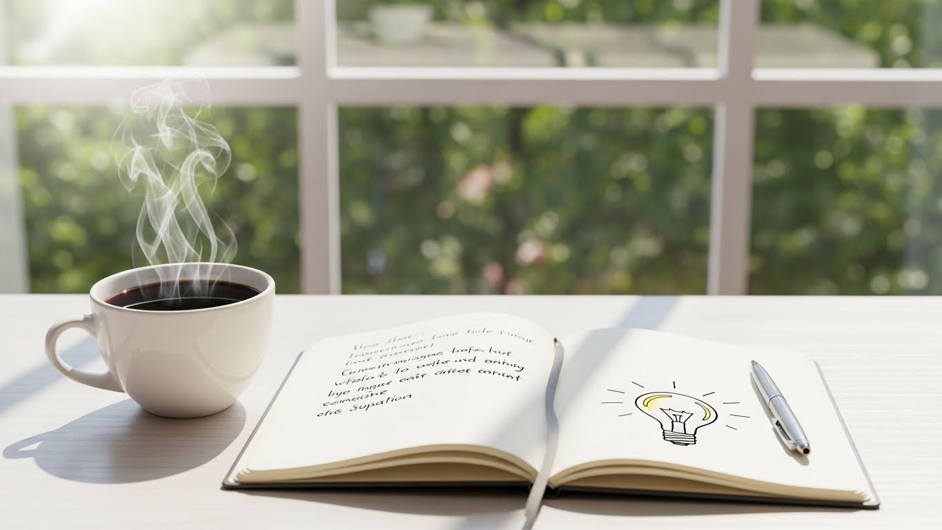 明るい窓際での落ち着いた思考と準備