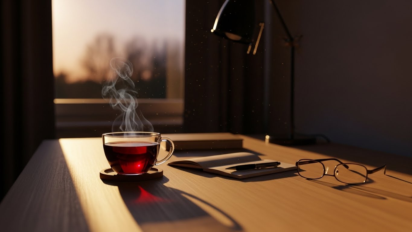 静かなデスクでの内省のひととき