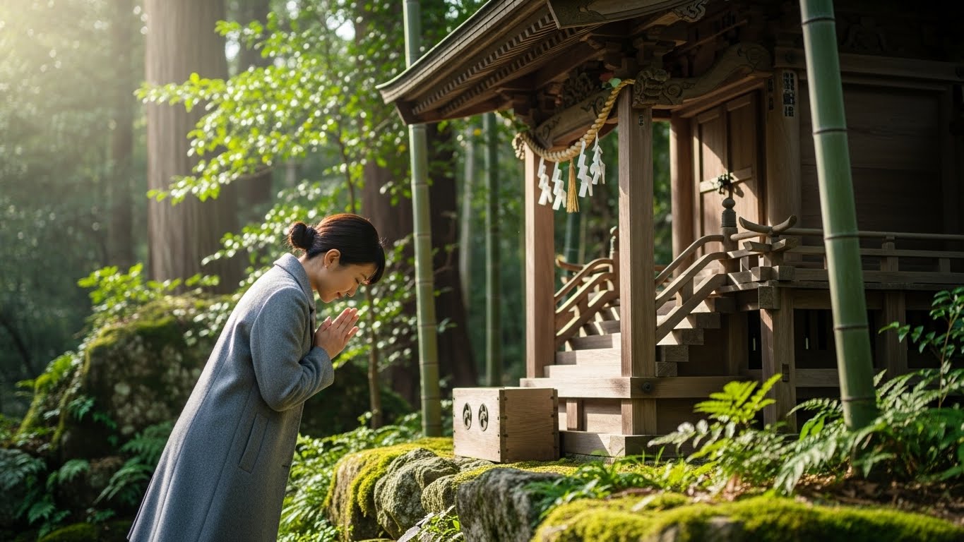 三礼三拍手一礼で静かに自分と向き合う参拝の様子