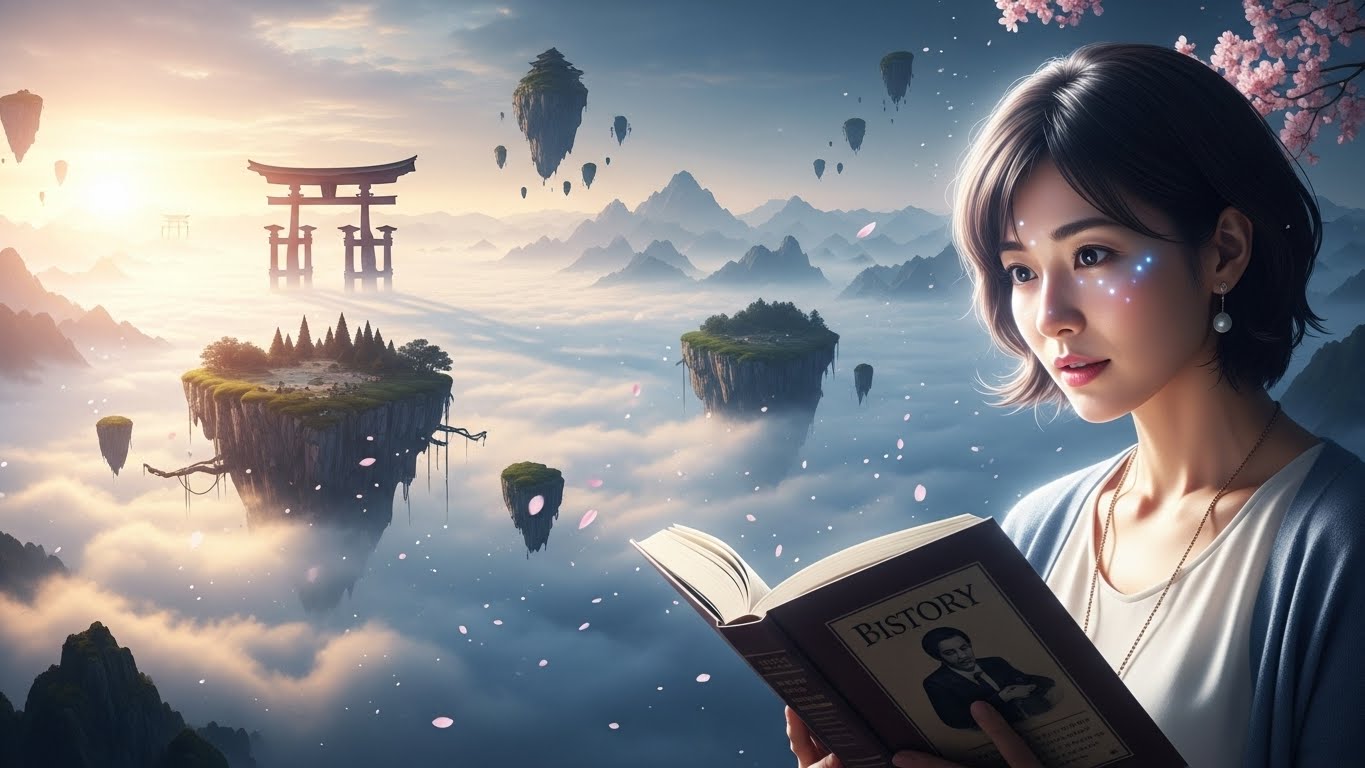 高天原の謎を追う女性のイメージ