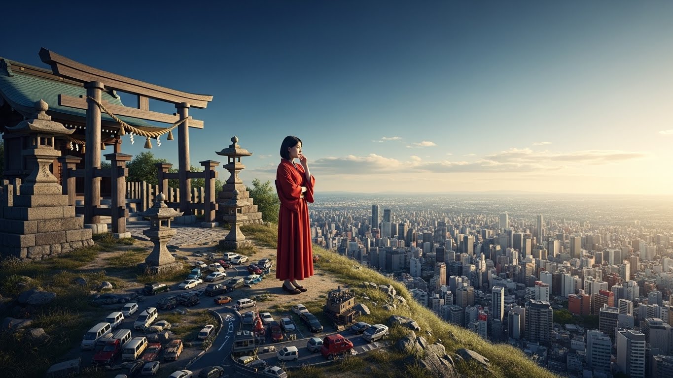 高い視点から日常を俯瞰する女性