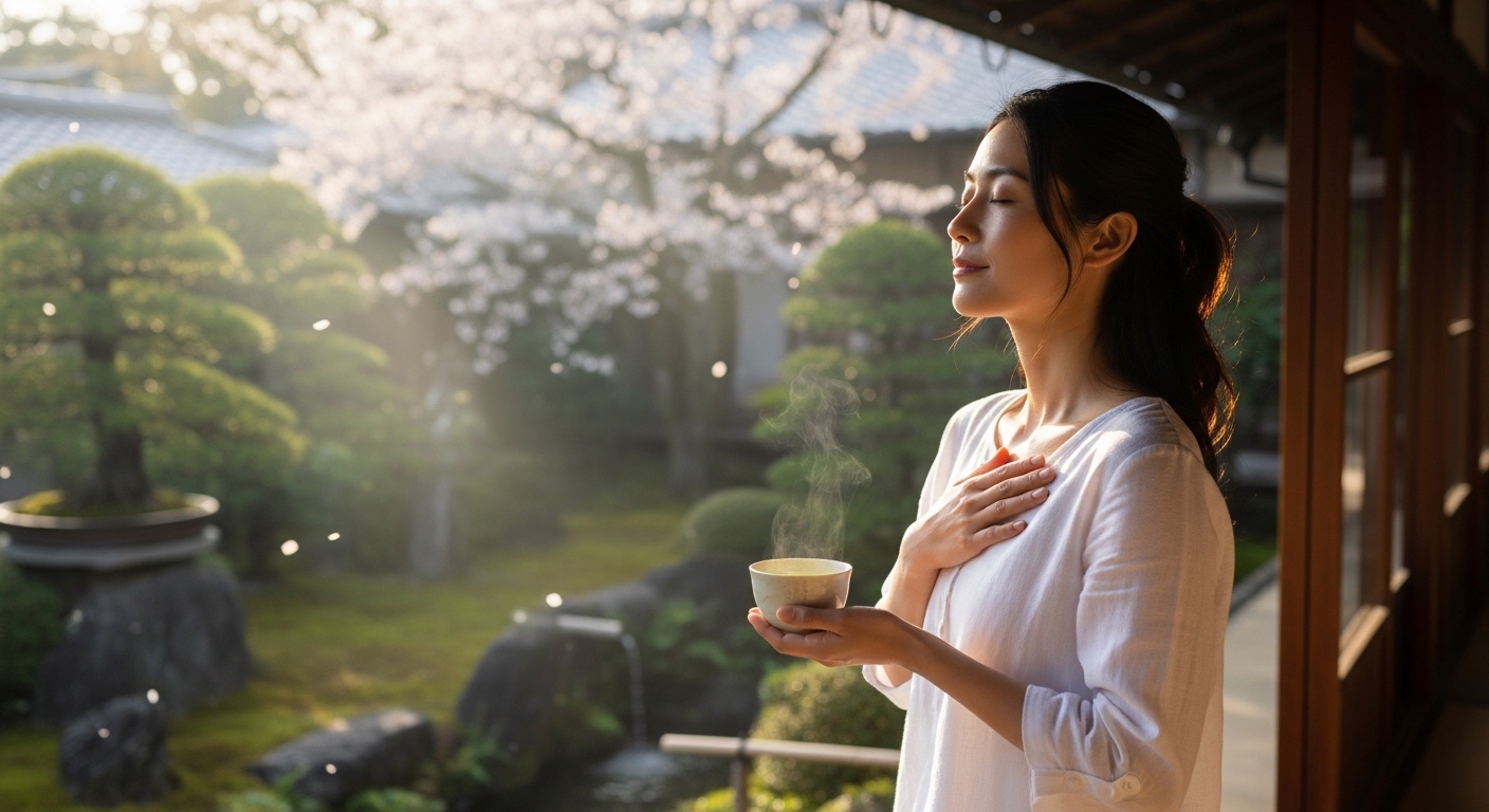 自分の気持ちを大切にしながら、穏やかに朝を迎える日本人女性