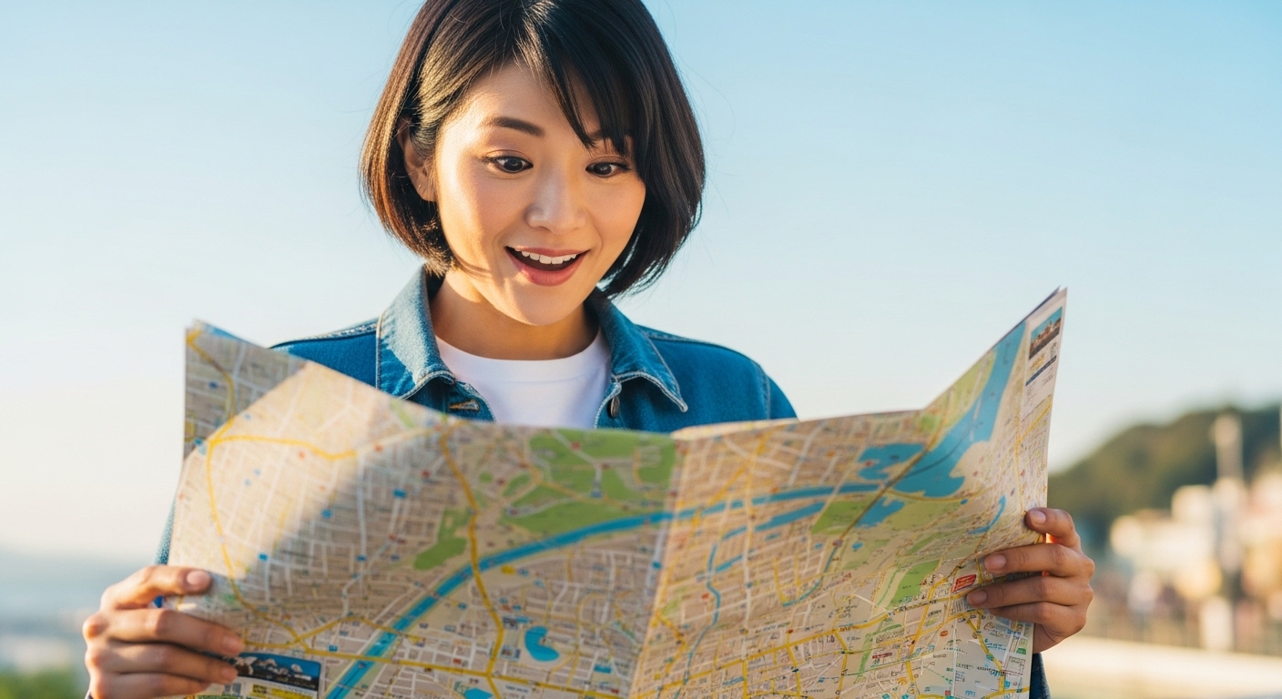 "新しい場所で希望に満ちた笑顔を見せる30代女性